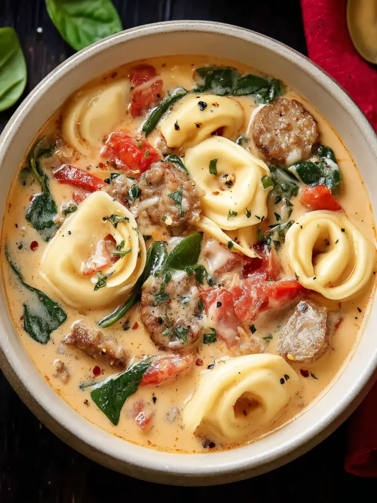 Creamy Tuscan Sausage Tortellini Soup First Image
