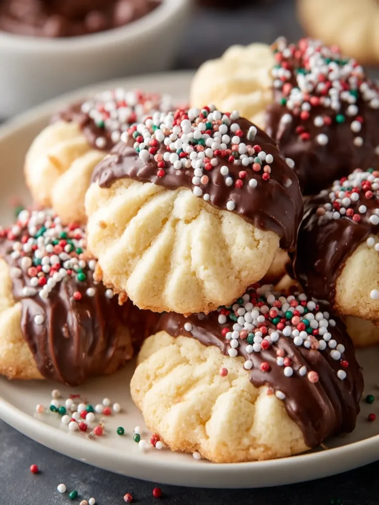 Chocolate Dipped Butter Cookies with Sprinkles First Image