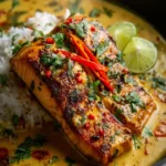 One Pan Coconut Curry Salmon with Garlic Butter First Image