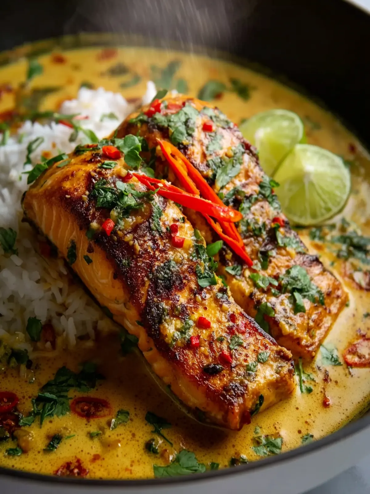 One Pan Coconut Curry Salmon with Garlic Butter First Image