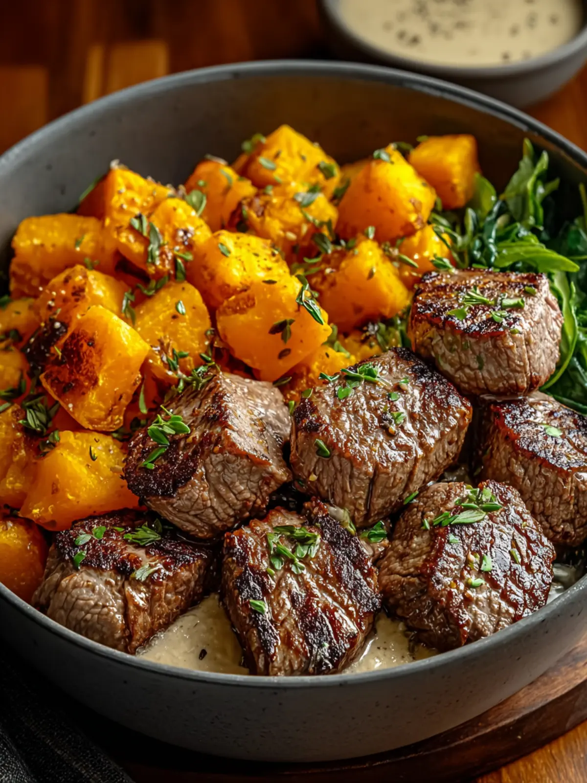 Butternut Squash & Garlic Herb Steak Bowls First Image
