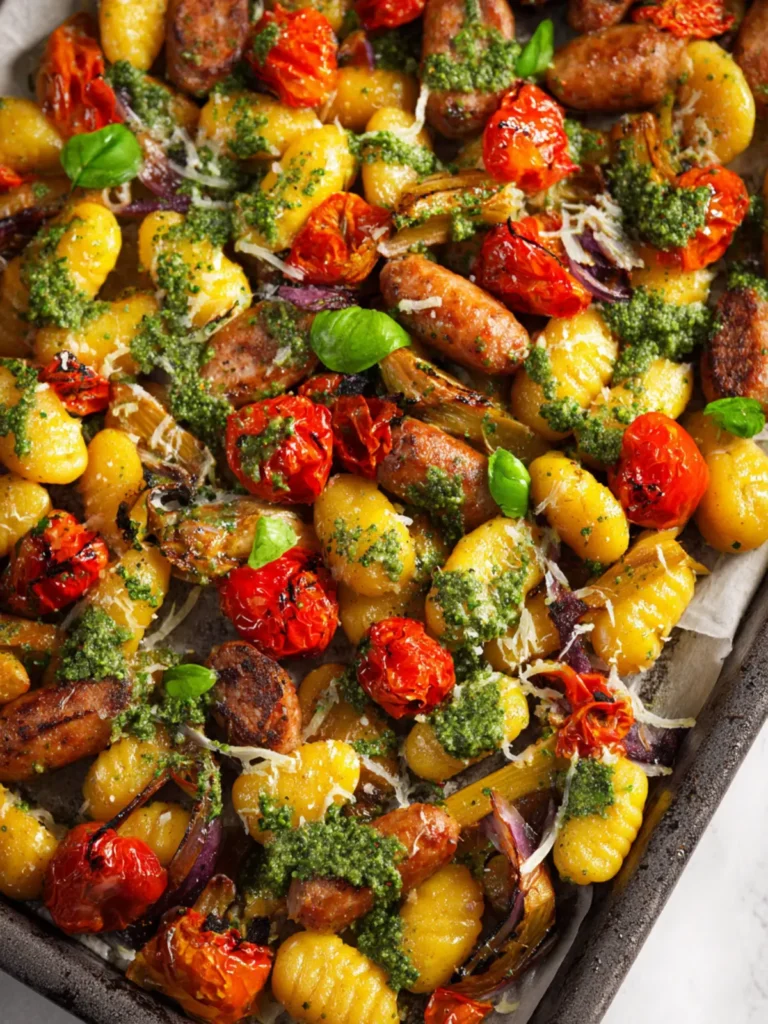 Sheet Pan Gnocchi Sausage Pesto First Image