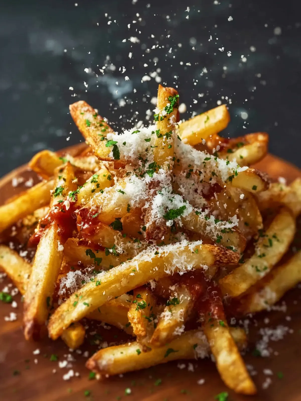 Homemade Truffle Fries Topped With Parmesan Cheese First Image