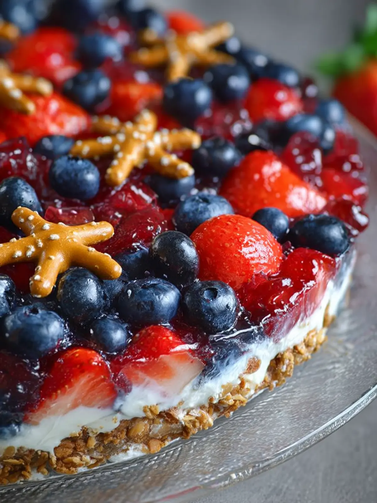 no bake summer berry pretzel salad First Image